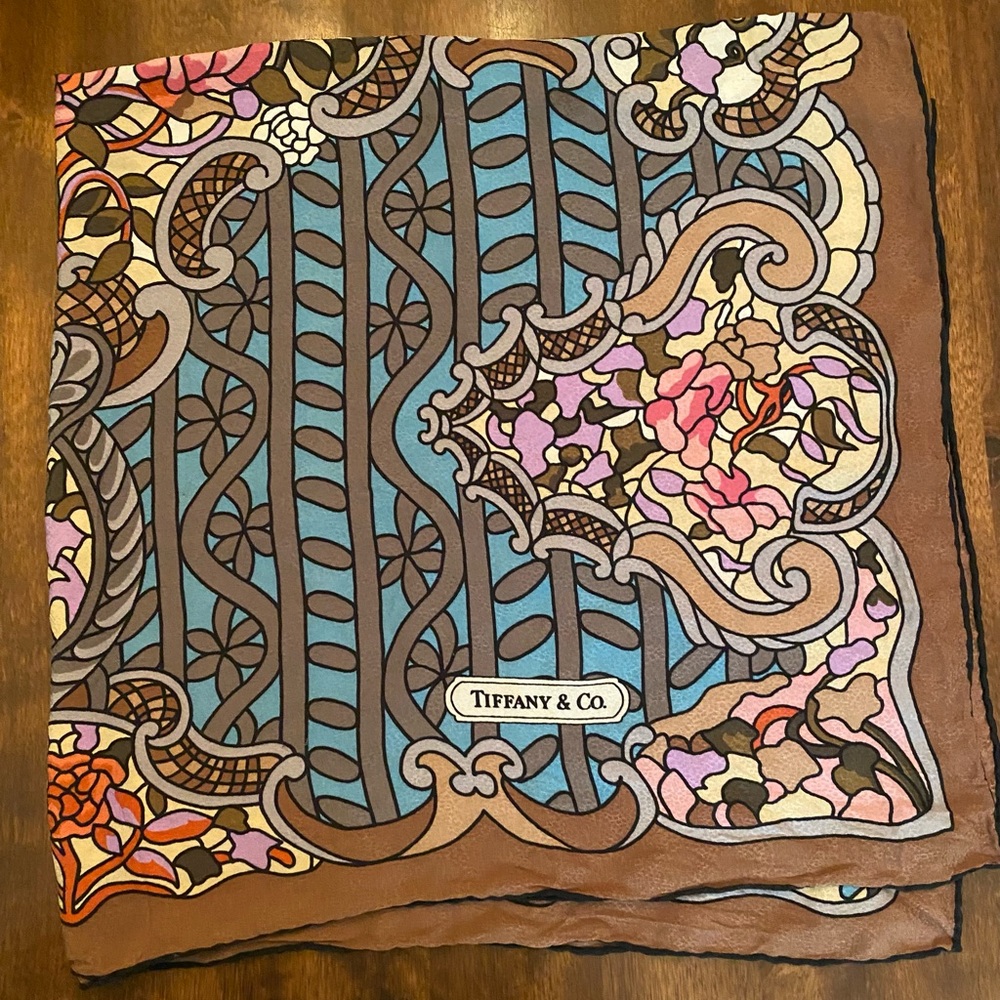 Tiffany & Co. Blue and Brown Paisley Scarf